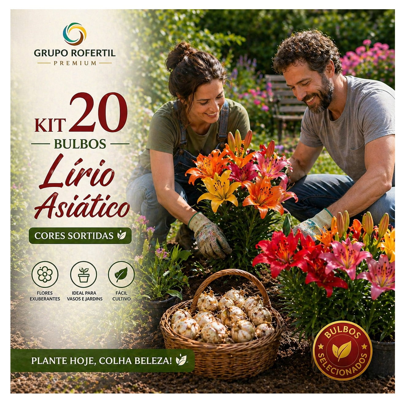 Kit 20 Bulbos de Lírio Asiático Cores Sortidas Para Jardins Floridos e Ornamentais