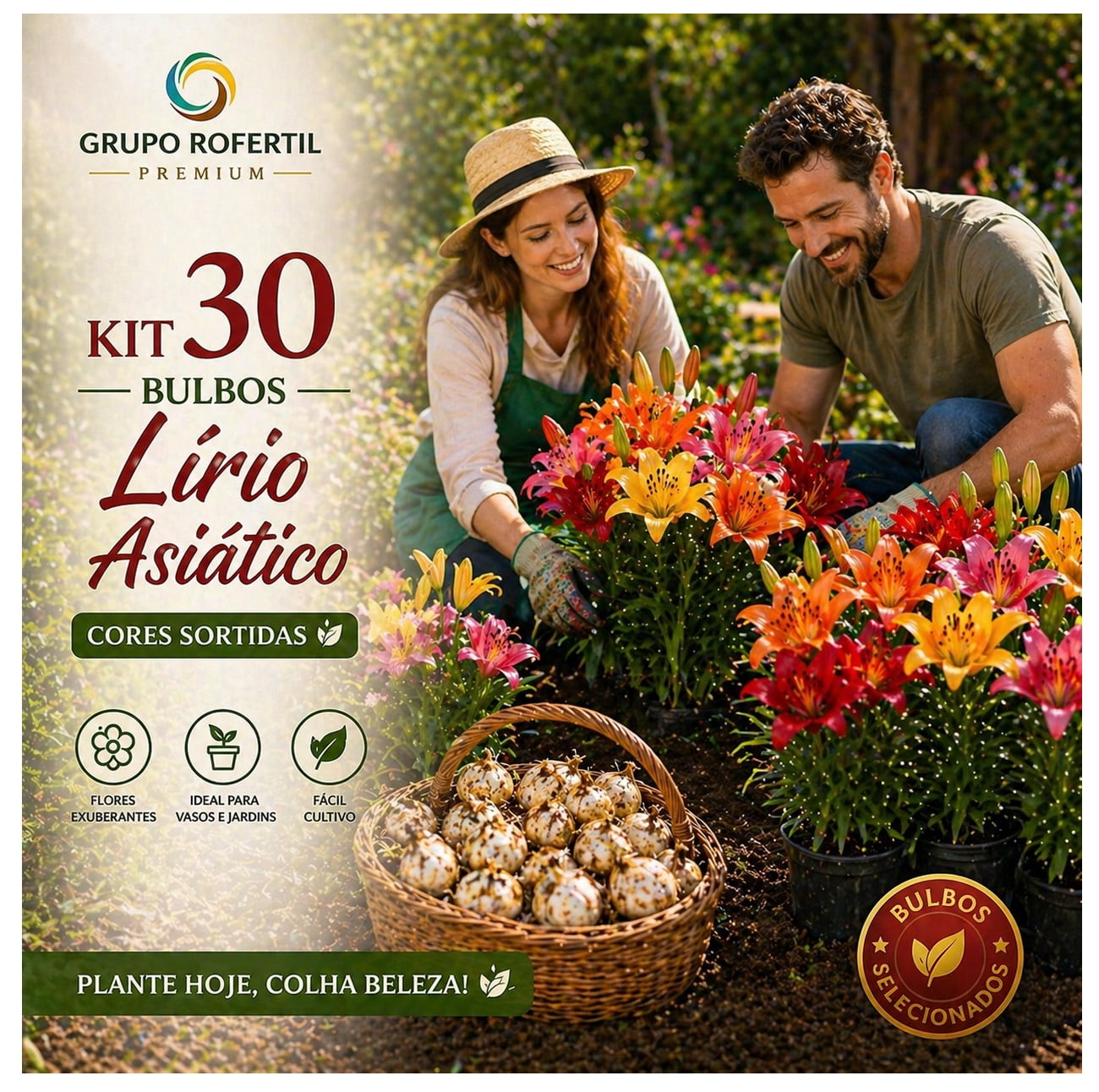 Kit 30 Bulbos Lírio Asiático Transforme Seu Jardim  em algo Incrível e Profissional