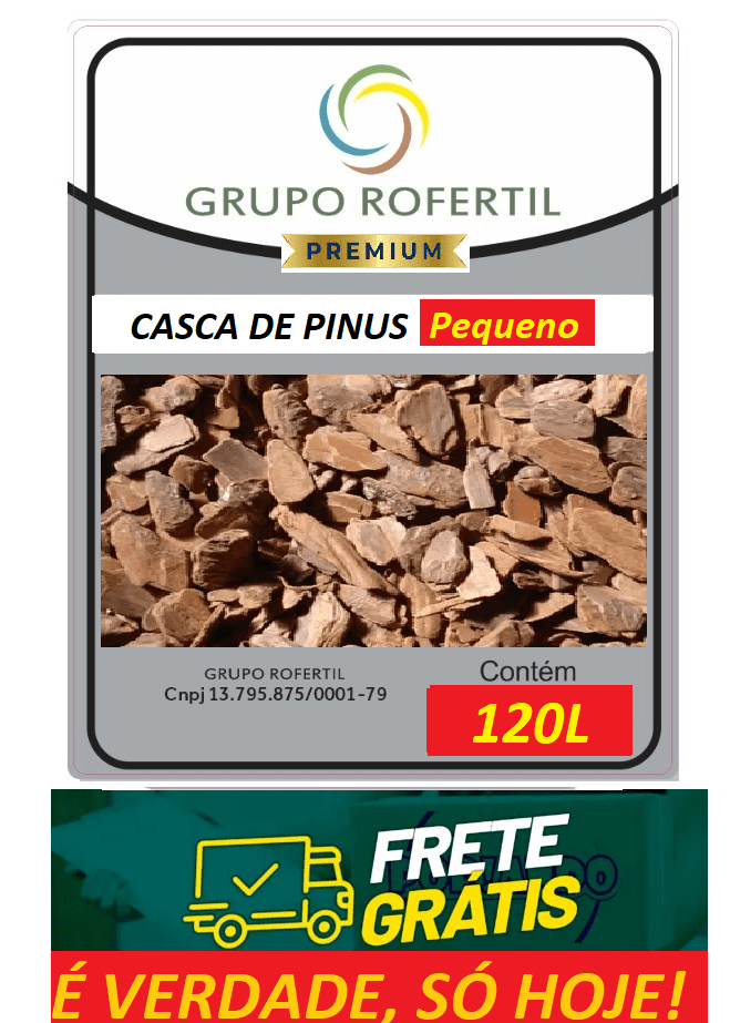 Casca de Pinus Pequena Polida Higienizado Original Frete Grátis 120 Litros