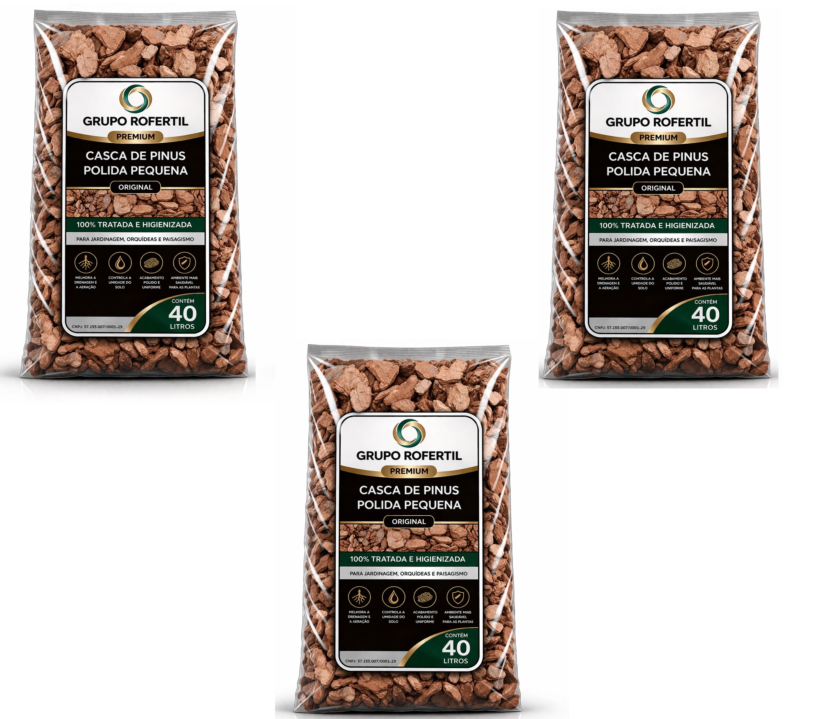 Casca de Pinus Polida Pequena Premium 120 Litros para Jardim – Acabamento Fino e Proteção do Solo com Frete Grátis