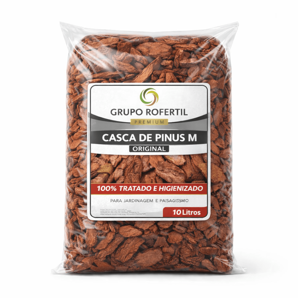 Casca de Pinus Média Polida 10 Litros Para Plantas e Jardins – Frete Grátis