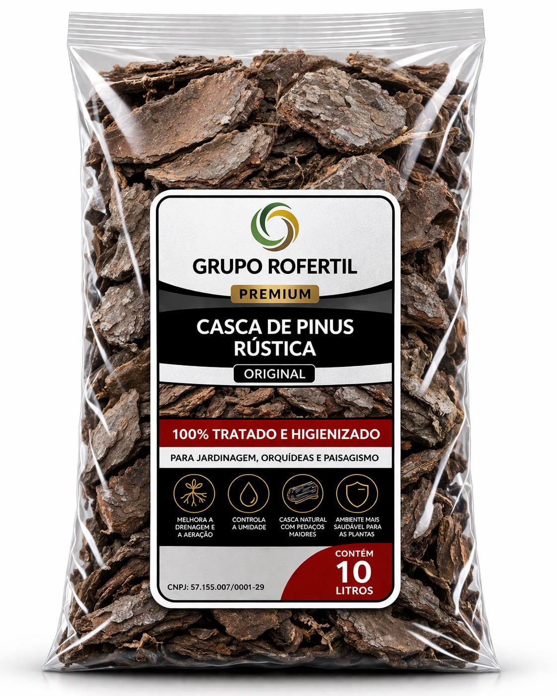 Casca de Pinus Rústica 10 Litros para Jardim – Cobertura Natural do Solo com Frete Grátis