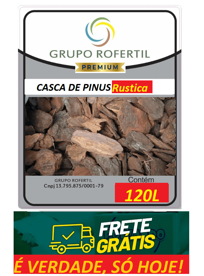 Casca de Pinus Rustica Higienizado Original Frete Grátis 120 Litros