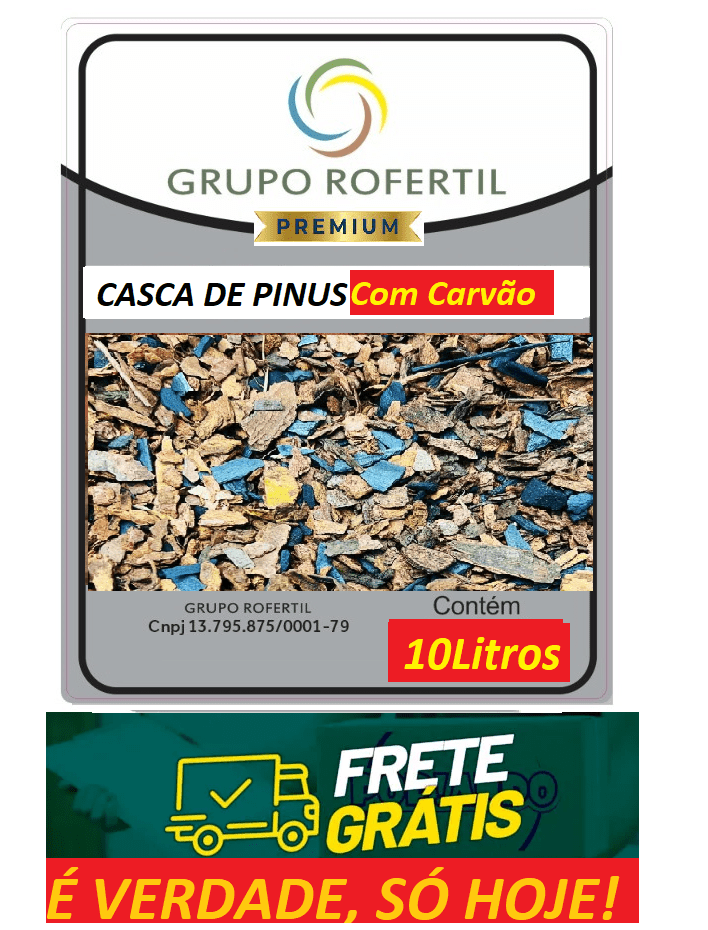 Casca de Pinus Triturada com Carvão Higienizado Original Frete Grátis 10 Litros