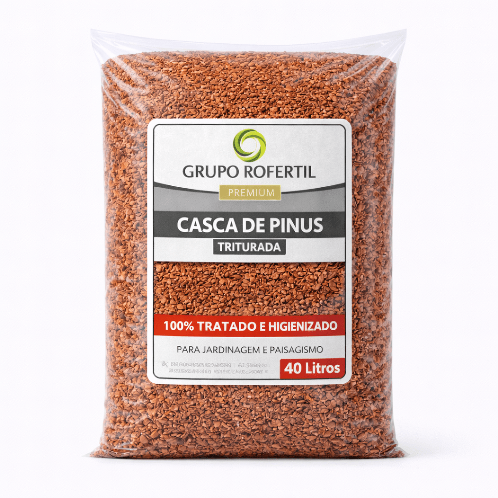 Casca de Pinus Triturada 40 Litros Para Jardinagem e Vasos – Frete Grátis