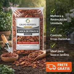 Casca de Pinus Polida Média 80 Litros para Jardim – Proteção do Solo e Acabamento Decorativo com Frete Grátis