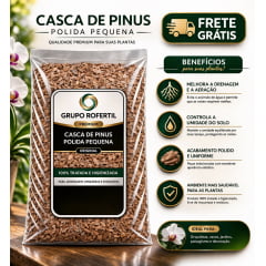 Casca de Pinus Polida Pequena Premium 20 Litros para Jardim – Acabamento Fino e Proteção do Solo com Frete Grátis
