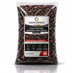 Casca de Pinus Triturada com Carvão 40 Litros para Jardim – Melhor Drenagem e Proteção do Solo com Frete Grátis